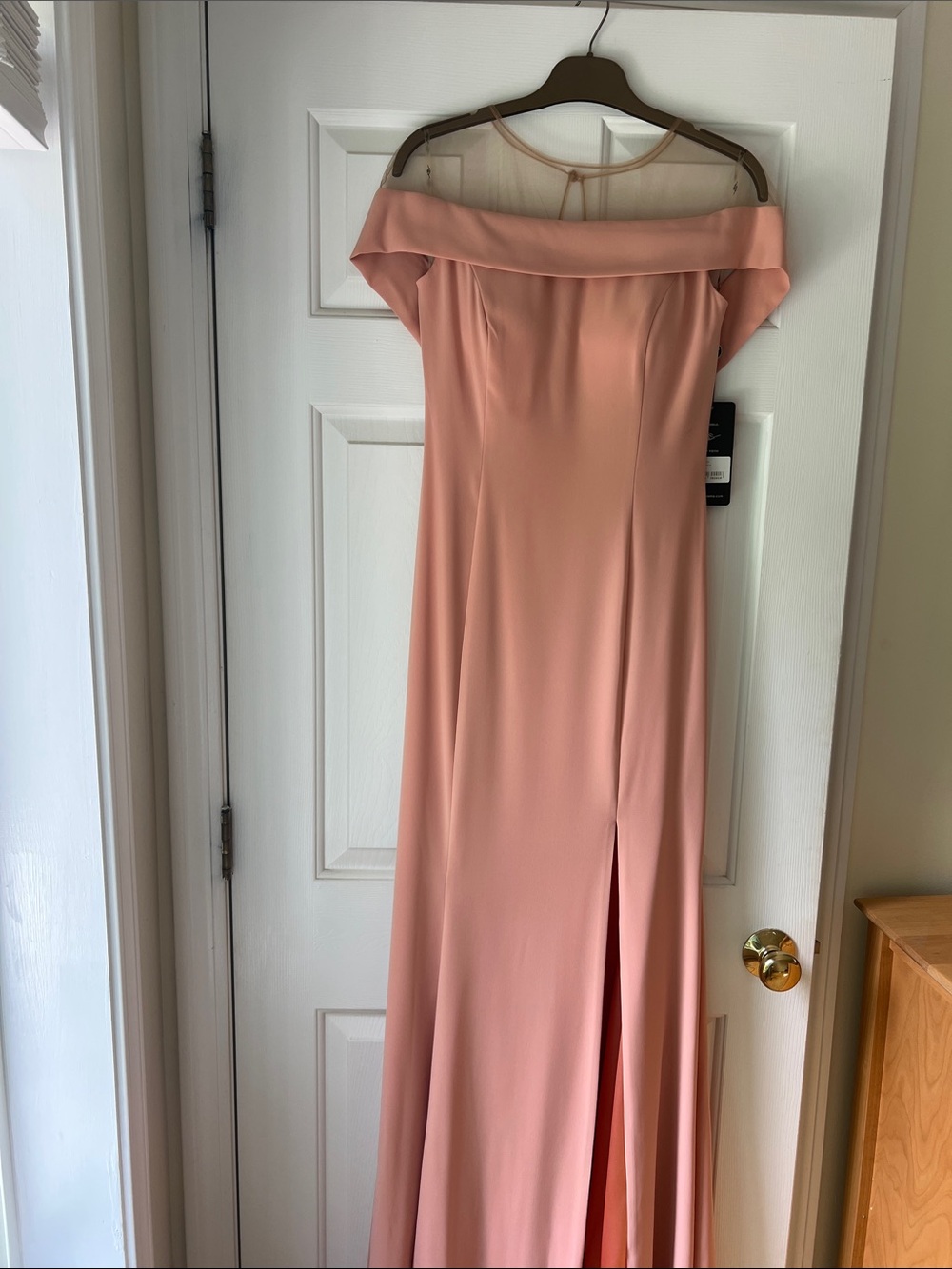 Off-Shoulder Blush Peach Evening Dress